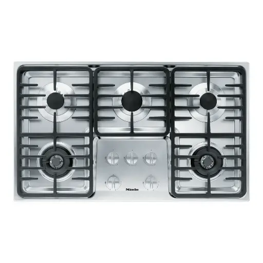 [KM 3475 LP] Parrilla 36" Miele con 3 Quemadores de gas y 2 Aros para Wok Acero inoxidable